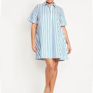 Old Navy Blue and White Swing Shirt Dress